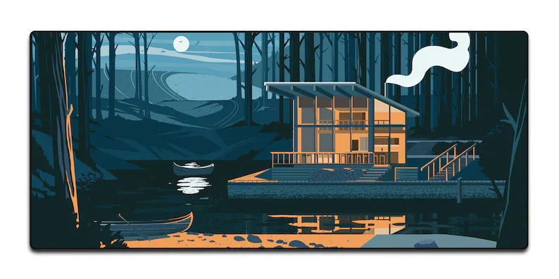 Moonlight Lake View Mouse Pad