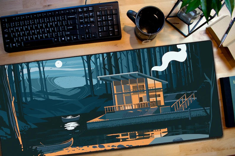 Moonlight Lake View Mouse Pad